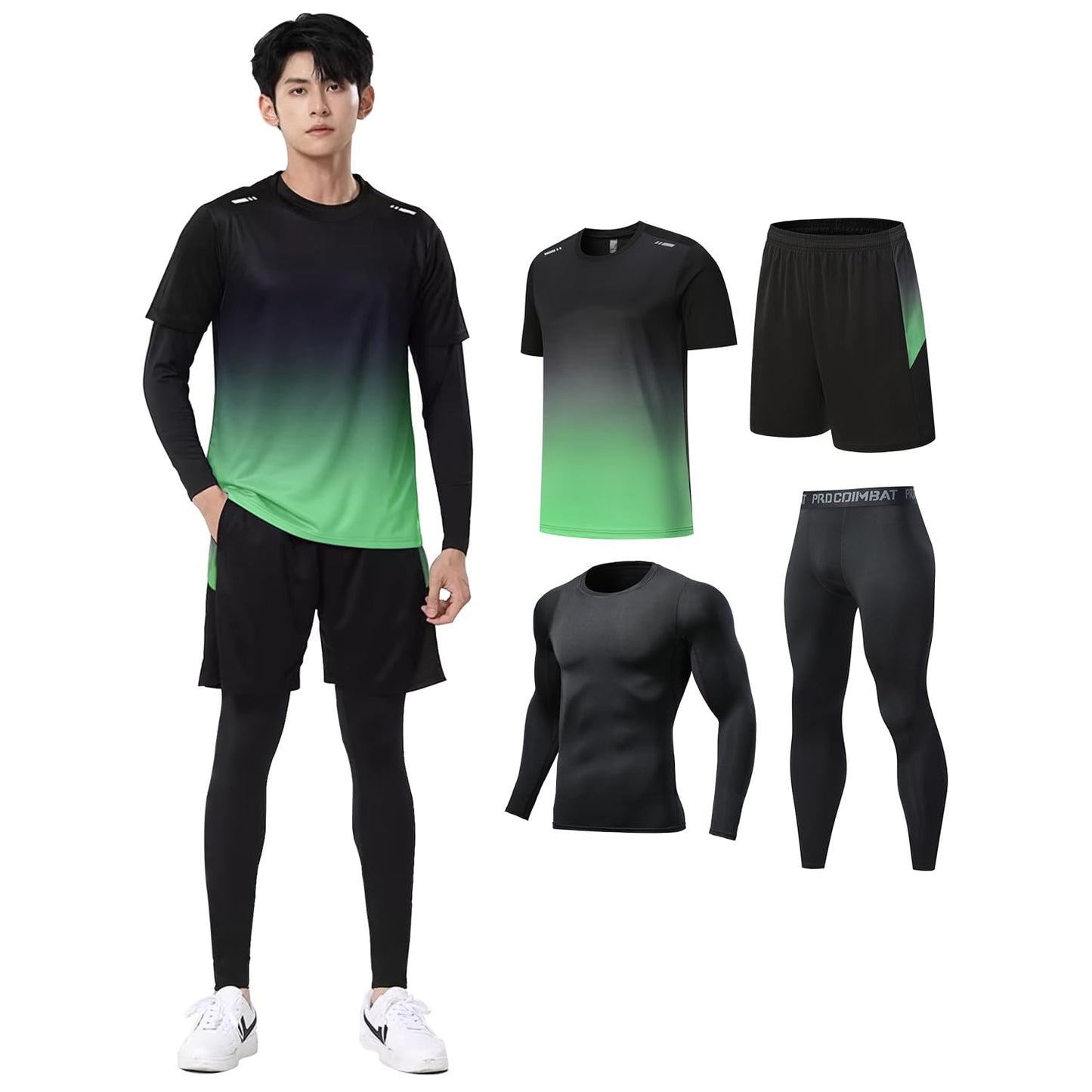 スポーツウェア メンズ レディース 上下 4点セット ランニングウェア フィットネスウェア テニスウェア サッカーウェア トレーニングウェア 吸汗速乾通気 男女兼用
