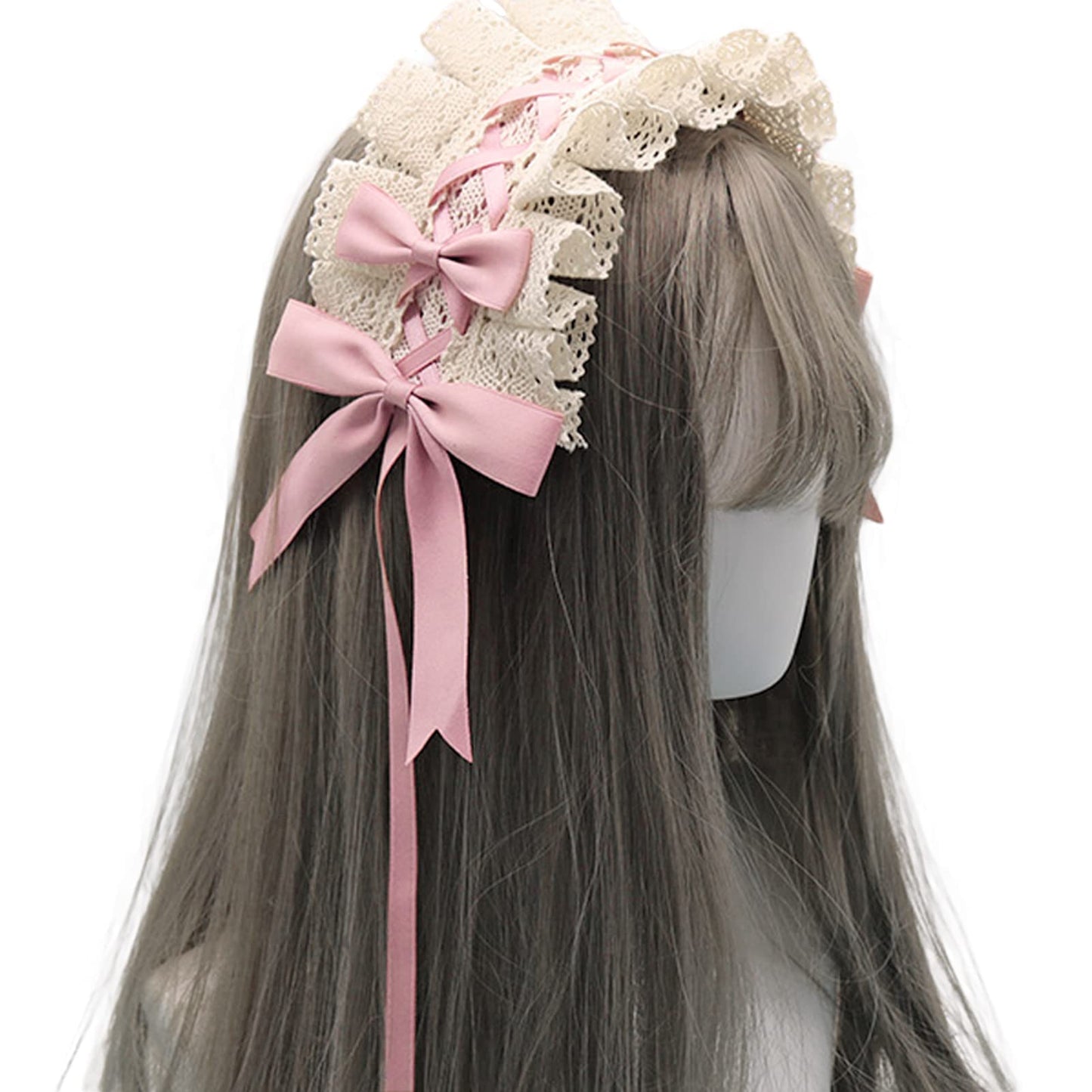 ヘッドドレス ロリータ 髪飾り ゴスロリ ヘアアクセサリー カチューシャ レース リボン 蝶結び かわいい キュート メイドカフェ lolita 多色選択