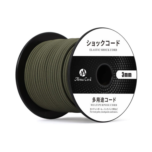 Abma Cord ショックコード バンジーコード 3mm 弾性ゴムロープ テントポール テントフレーム補修 DIY用など（30m）