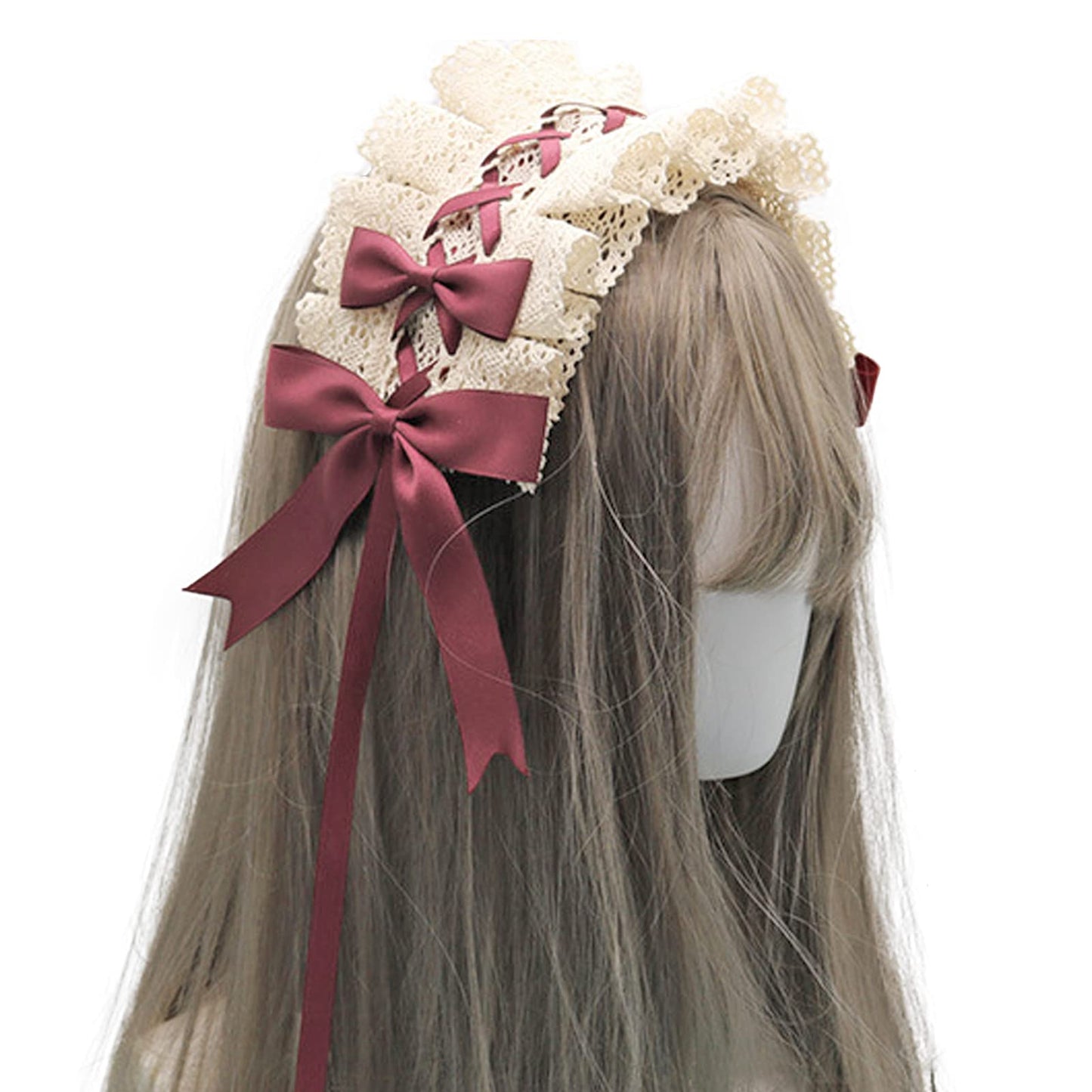 ヘッドドレス ロリータ 髪飾り ゴスロリ ヘアアクセサリー カチューシャ レース リボン 蝶結び かわいい キュート メイドカフェ lolita 多色選択