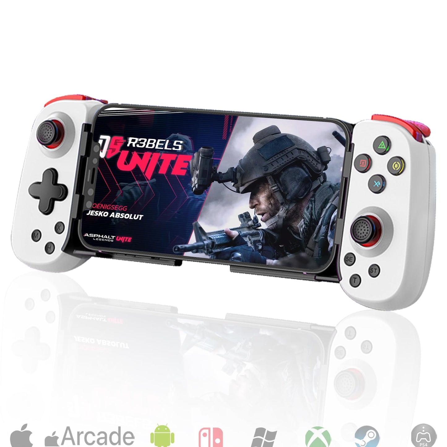 iPhoneコントローラー iPhone16/15/14/iOS 13.0以上/Android 6.0以上/iPad/PS3/4/Switch/PC用、クラウドゲーム/ストリーミング対応、ワイヤレス接続、振動モーター、3段階ターボ、連射/連射ホールド、codモバイル用コントローラー iPhone/Android、モダンコンバット5用、ブラック