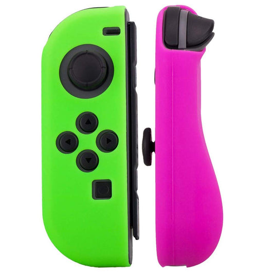 シリコンケース (L)/(R) カバー ニンテンドースイッチ 任天 堂 コントローラ用 保護ケース キズ防止 滑り止め … (緑とピンク)