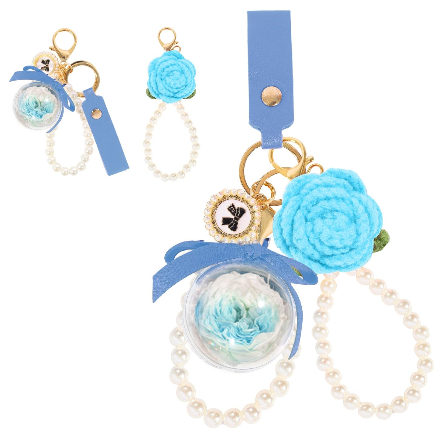 プリザーブドフラワー キーホルダー 枯れない花 手作り花 DIY可 パールチェーン キーチェーン かわいい 人気 ギフト