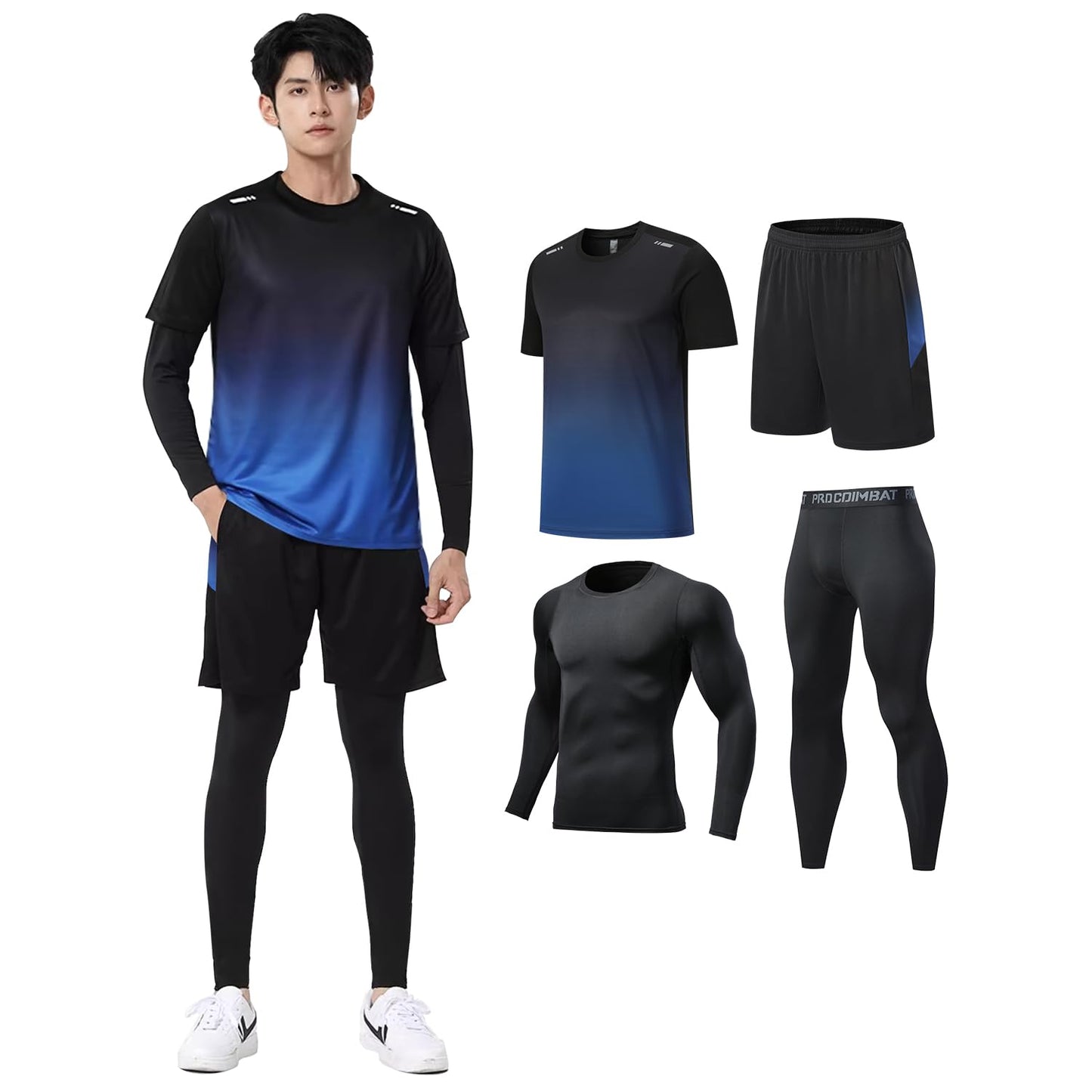 スポーツウェア メンズ レディース 上下 4点セット ランニングウェア フィットネスウェア テニスウェア サッカーウェア トレーニングウェア 吸汗速乾通気 男女兼用