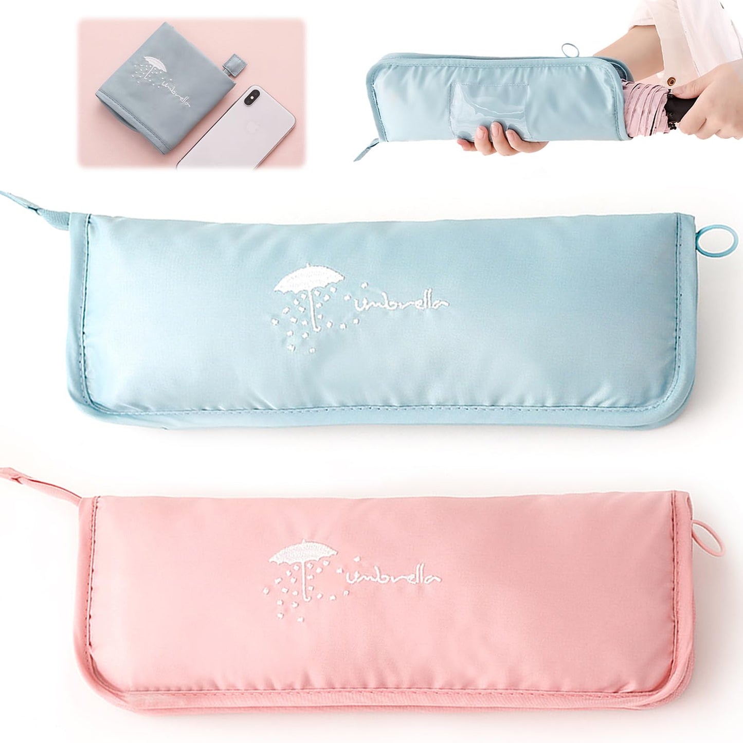 傘カバー 折りたたみ傘 ケース 2個入り 吸水傘ケース 折りたたみ傘 カバー 持ち運びが簡単 軽量 超吸収性 多用途 (ネイビー＋スカイブルー)