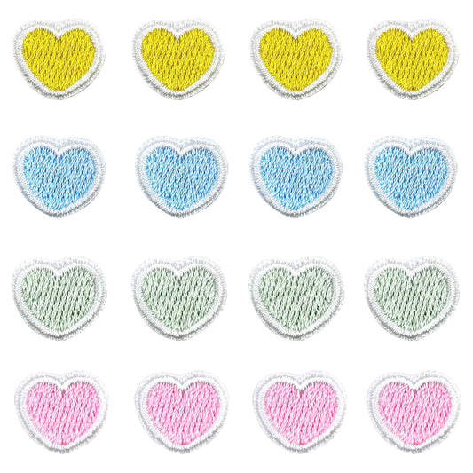 ワッペン アイロン ワッペン 小さなハート16個セット ファッション パッチ 修理 刺繍 アップリケ DIY 女の子 男の子 かわいい 装飾