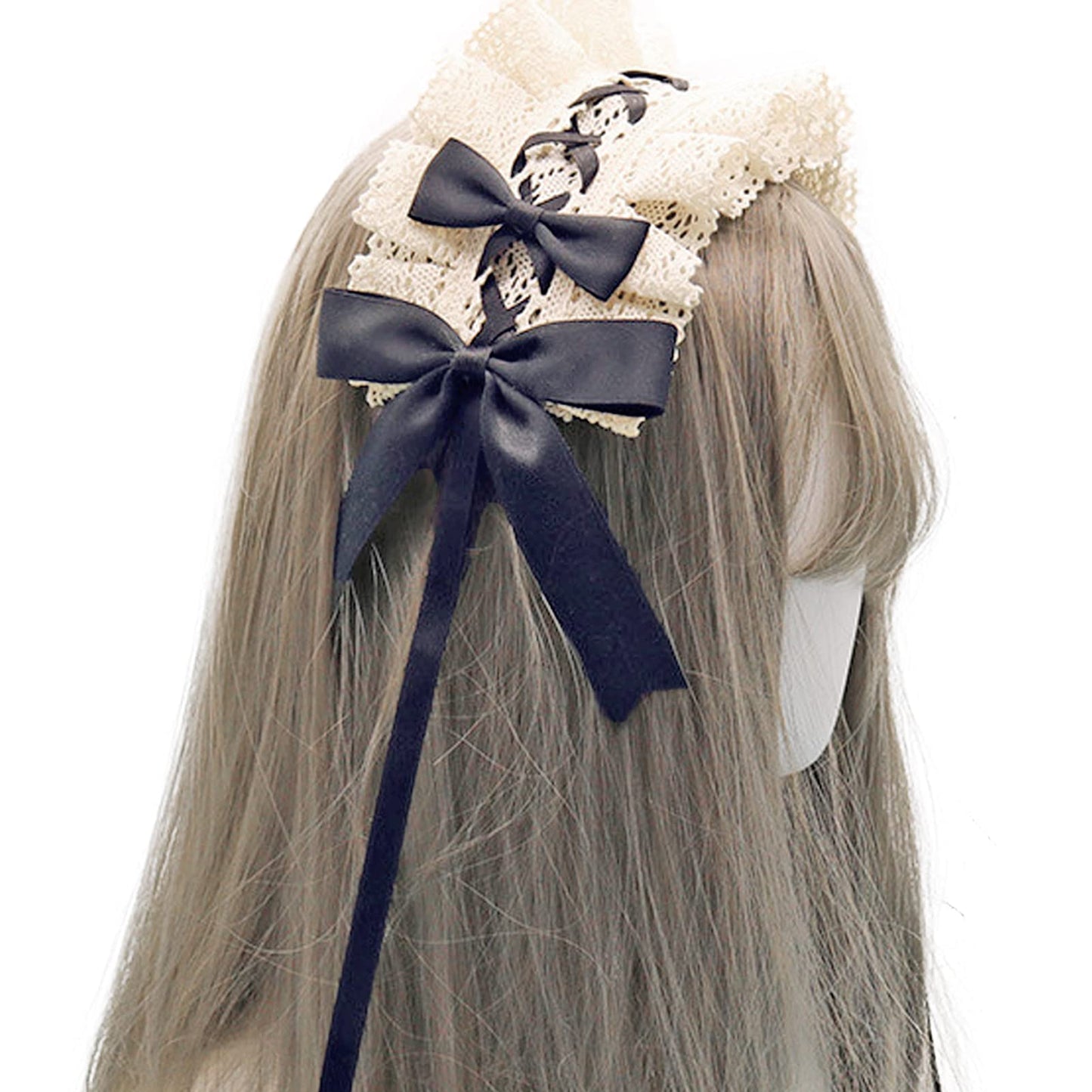 ヘッドドレス ロリータ 髪飾り ゴスロリ ヘアアクセサリー カチューシャ レース リボン 蝶結び かわいい キュート メイドカフェ lolita 多色選択