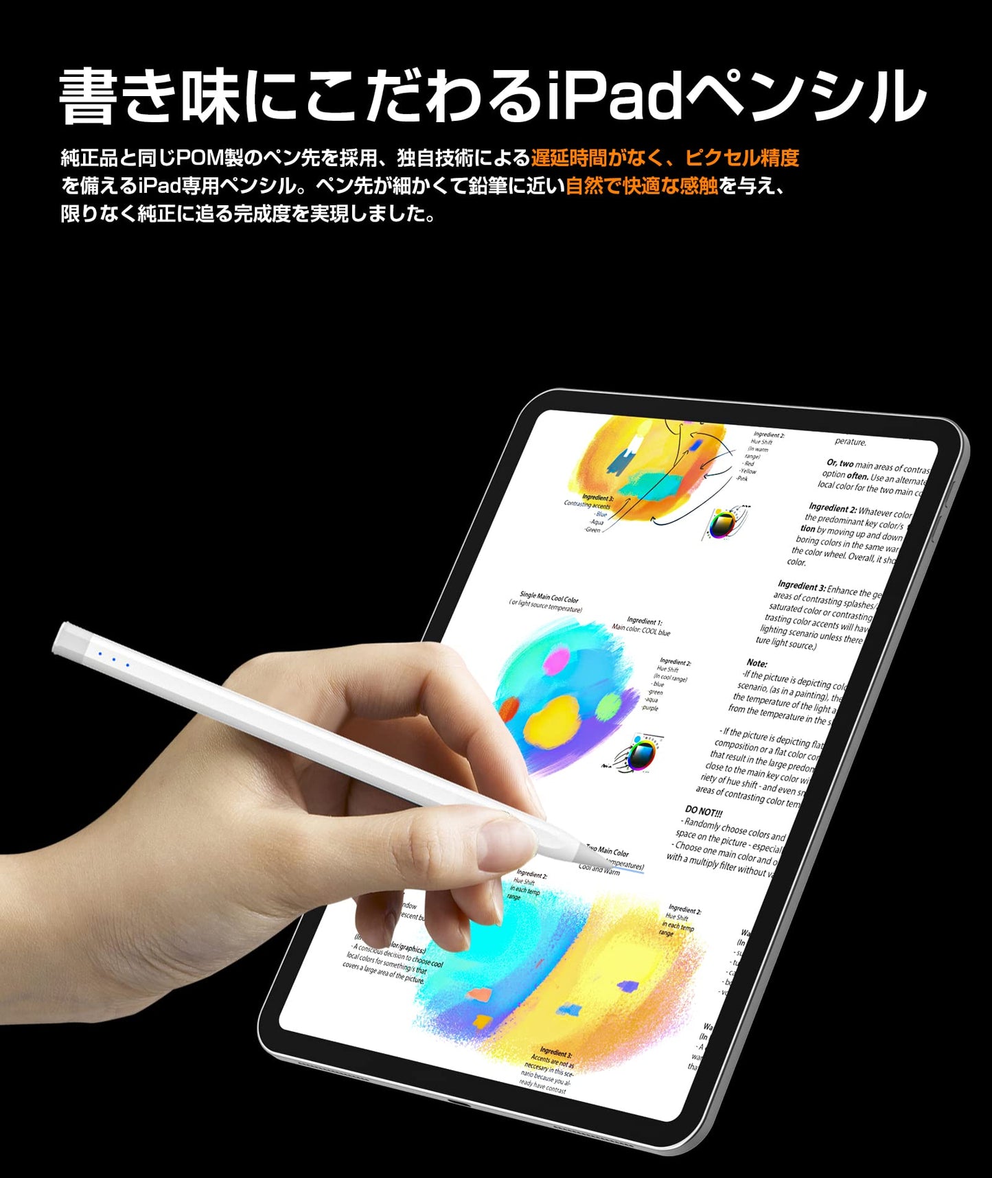 【iPad 2025モデル対応】USGMoBi タッチペン iPad専用 ペンシル 傾き検知 マグネット吸着 パームリジェクション機能 スタイラスペン Type-C充電式 超高精度 無遅延 iPad/iPad Air/iPad mini/iPad Pro 2018年以降iPadに対応 ペン先2枚付き ホワイト S13