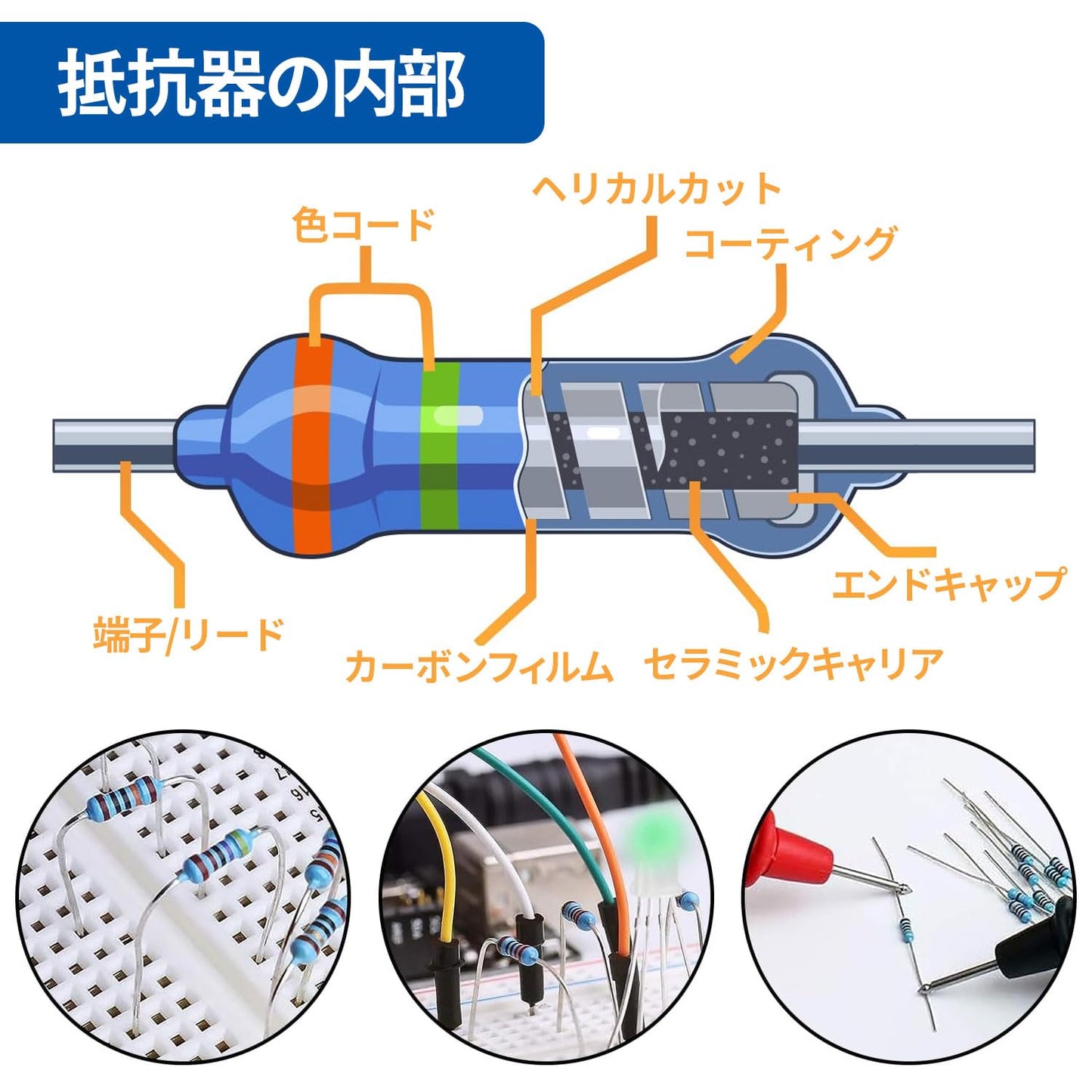 抵抗 セット 抵抗器 金属皮膜抵抗器 抵抗器キット 電子構造 基本部品 1R-1M 抵抗器 定格電力 1/4W 30種類 各20個入り【600pcs】 高精度 DIY 電子工作 電子実験 基本部品 キット