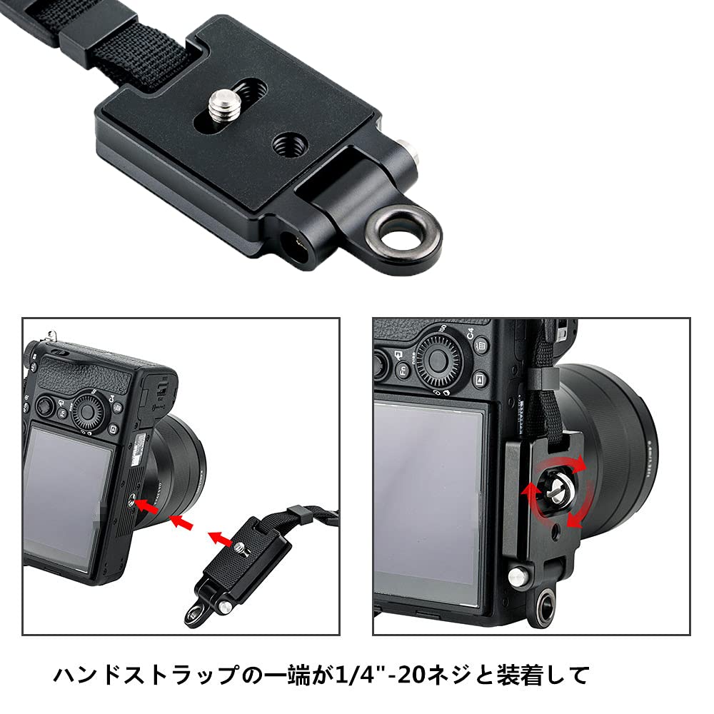 カメラハンドストラップ カメラリストストラップ ソニー A9III A7C R A7C II A6700 ZV-E1 A7RV A7IV ZV-E10 A7C A7SIII A7RIV A7RIII A7RII A7R A7III A7II A7 A7SII A6100 A6600 A6500 A6400 A6300 A6000 A77II RX10 IV III II 適用 黒い
