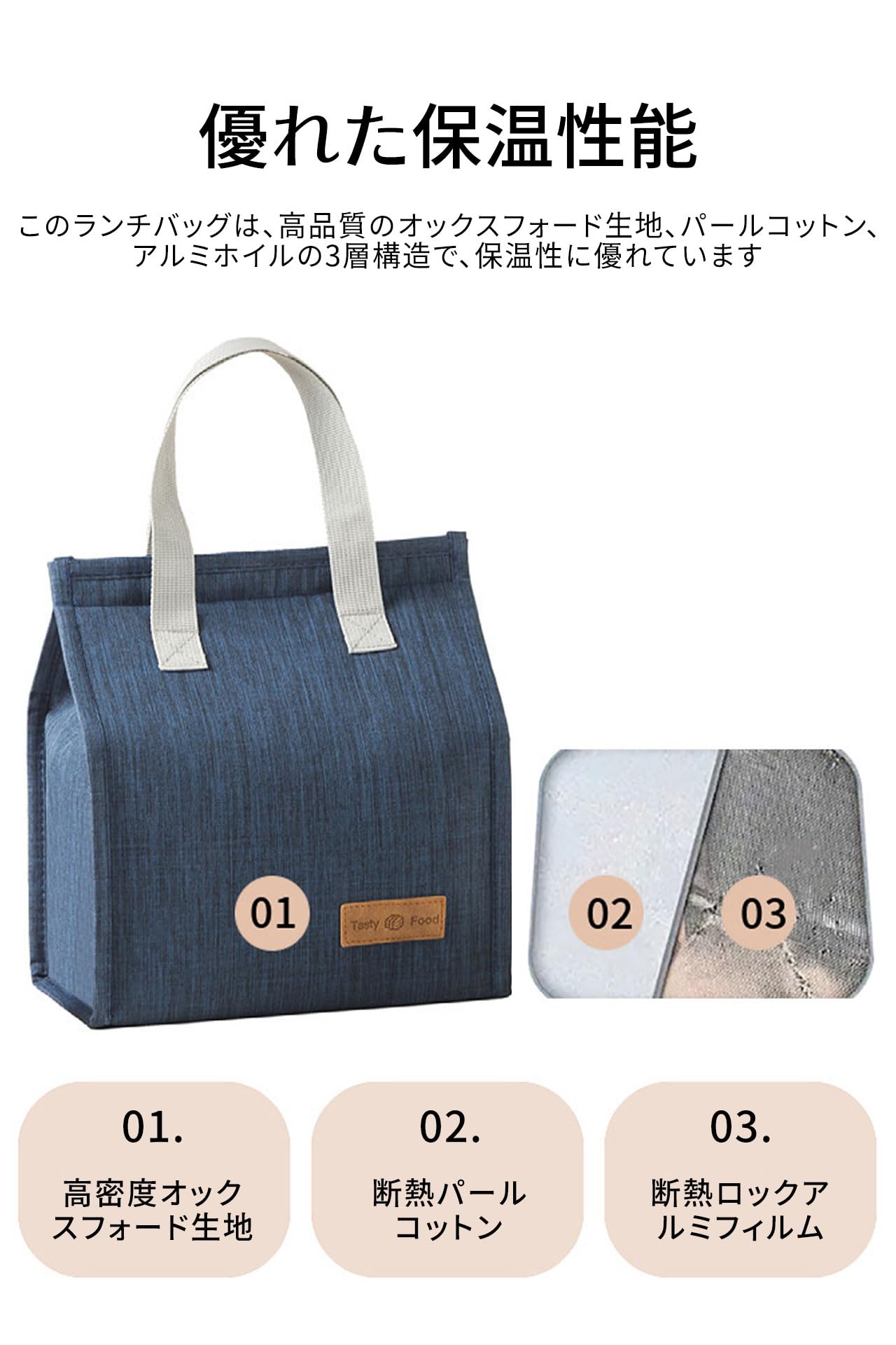 保冷バッグ クールバッグ 大容量 保温バッグ 厚手 保温バッグ ランチ 手提げ 保温バッグ 通勤 通学 ピクニック 仕事 オフィス 旅行 男女兼用