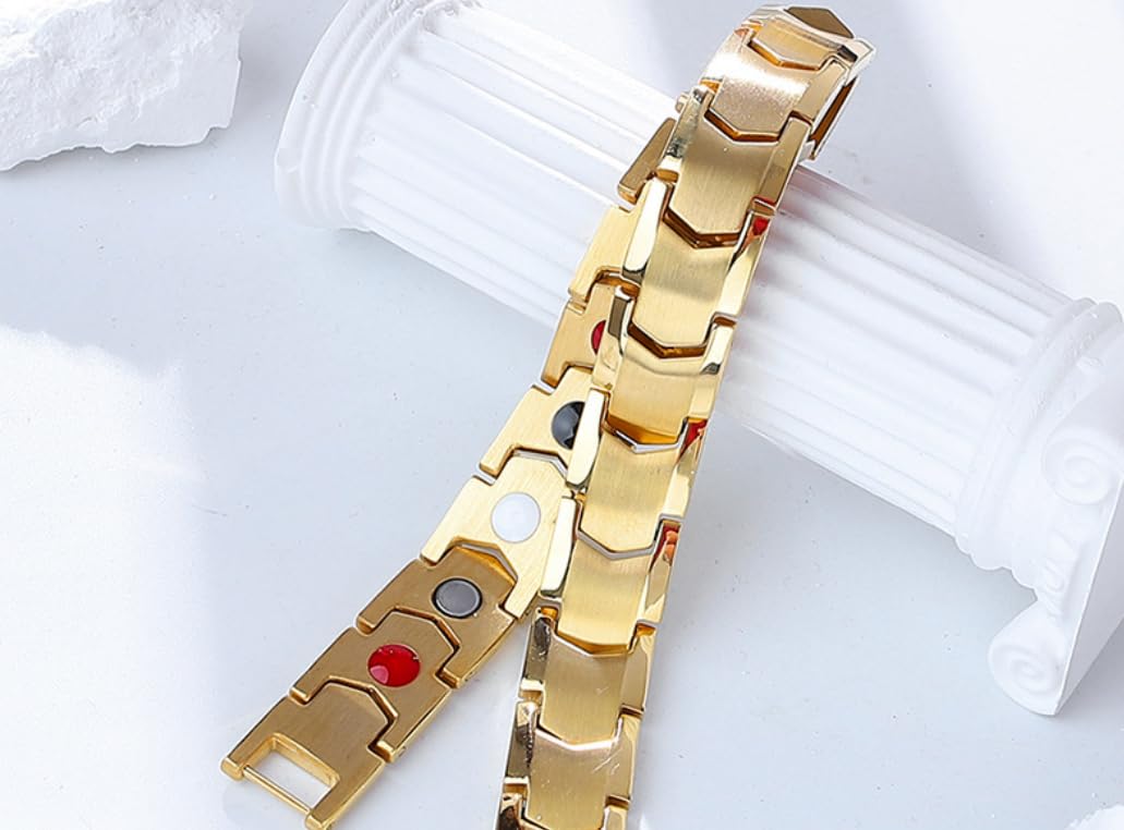 ブレスレット メンズ 18K チタン製 ピンクゴールド ゲルマニウム 静電気除去 磁気ブレスレット シルバー ゴールド ブルー おしゃれ アクセサリー ギフト ヨーロピアンスタイル