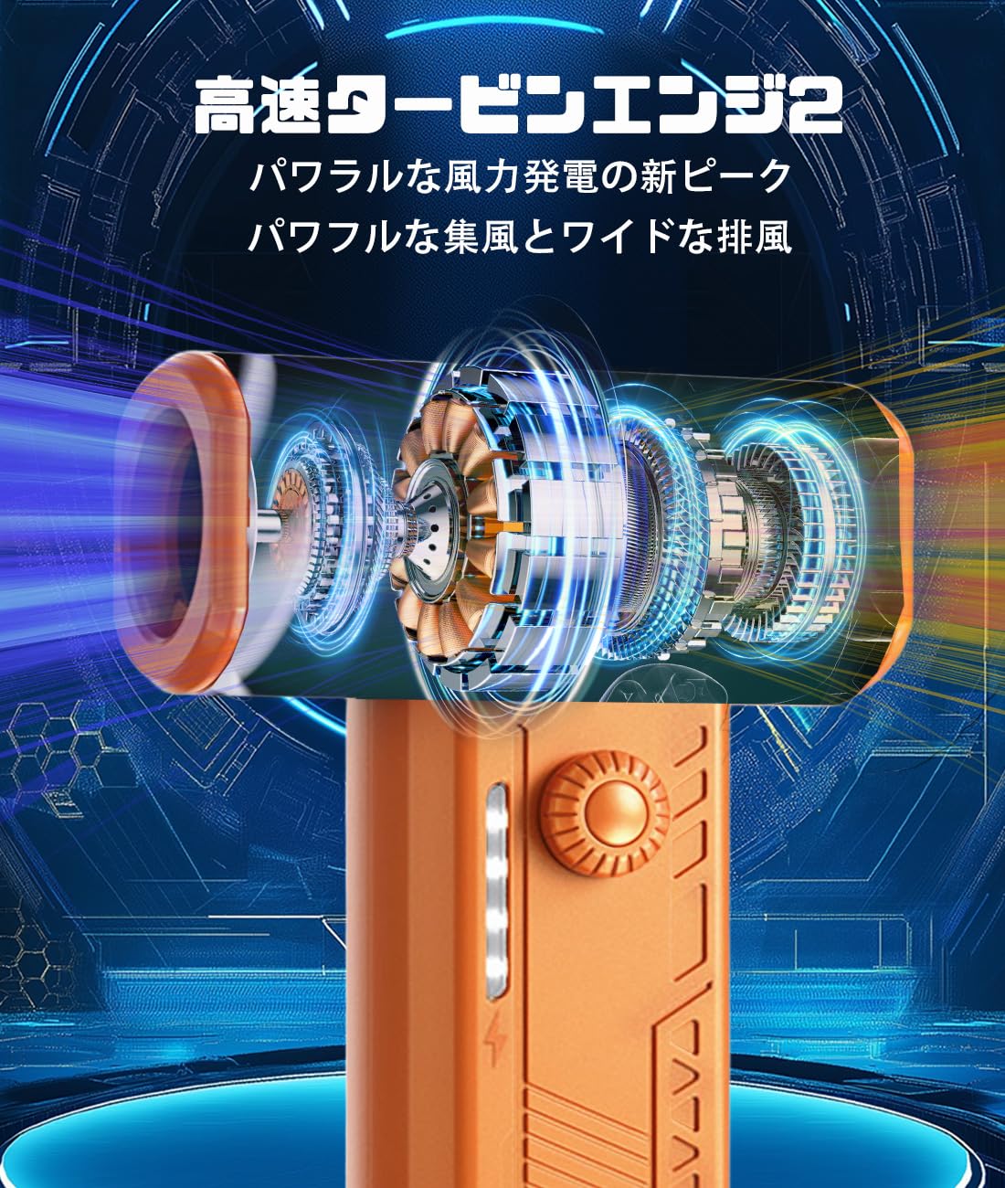 エアダスター 電動 ターボジェットファン 超強力回転速度 ＬＥＤライト付き クリーニングセット付き(10点) 130,000RPM 無段階の風力調整が可能 充電式 コンパクトミニジェット扇 小型 軽量 携帯に便利 大容量 多用途パソコン/キーボード/エアコン/車内/BBQ送風機など