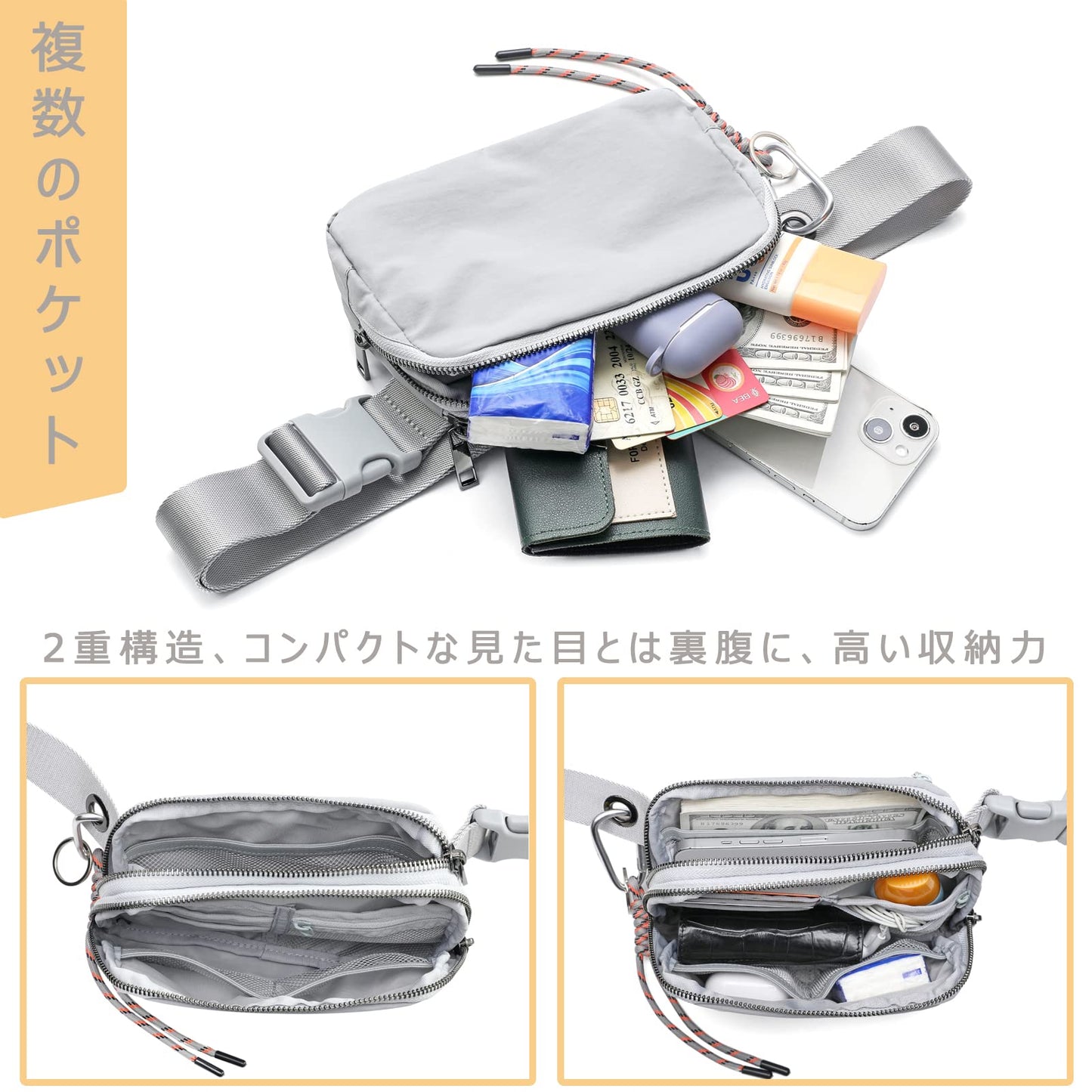 ウエストポーチ ウエストバッグ レディース メンズ 防水 軽量 おしゃれ 斜めがけ 2way小さめ ボディバッグ ヒップバッグ 肩掛けアウトドア 散歩 ランニング ポーチ 仕事 作業用 釣り 自転車 旅行 腰ポーチ