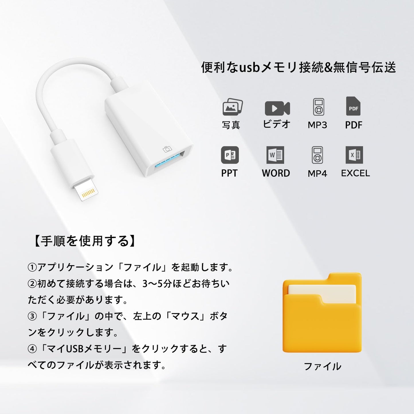 変換アダプタ OTGケーブル データ双方向伝送 写真/動画/音楽/iPad/カメラ/MIDI/キーボード/DAC/マイク/マウス/iOSに対応 iPhone Lightning-USBカメラアダプタ
