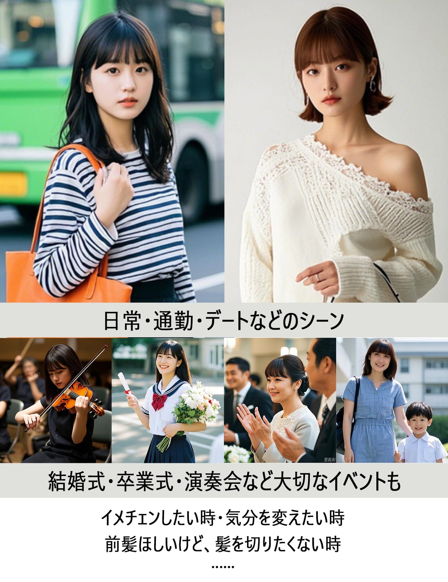 前髪ウィッグ ぱっつん 超厚め 2倍毛量 自然 総手植 部分ウィッグ ポイントウィッグ 仮装 日常
