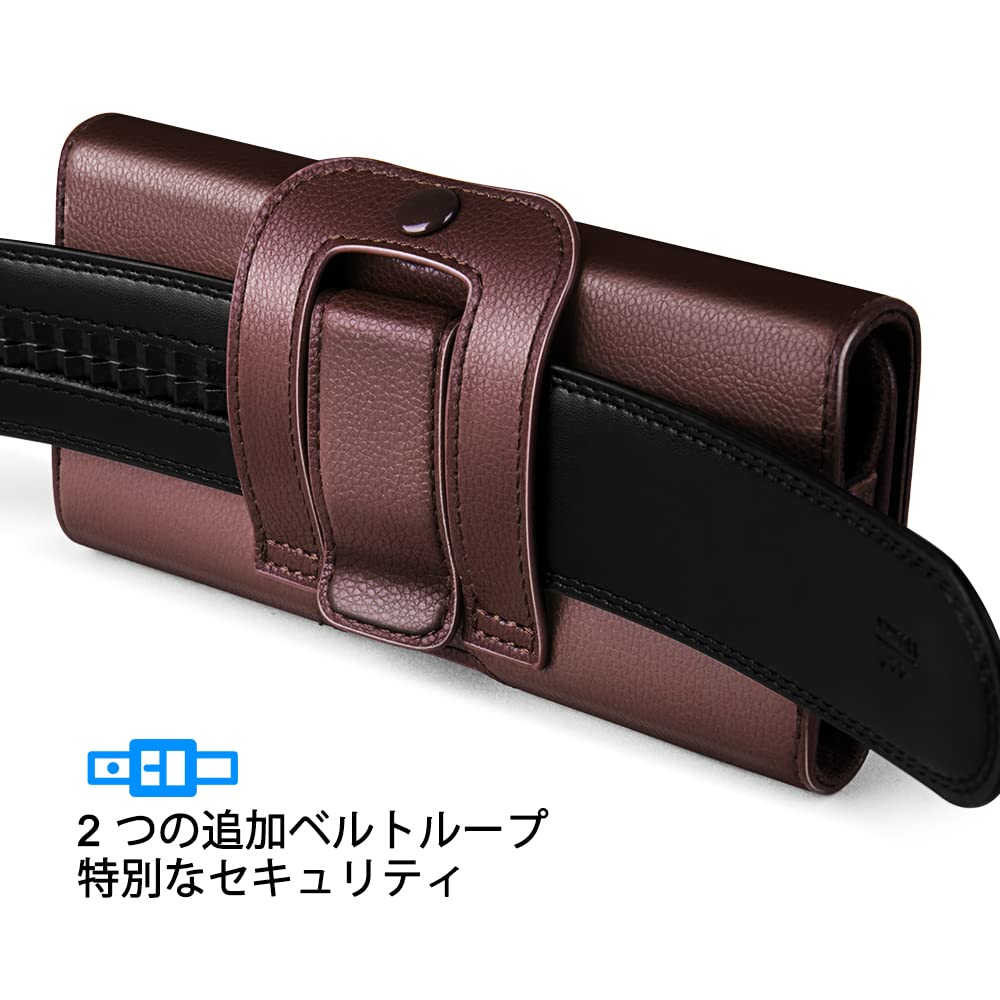 スマホポーチ メンズ 持ち運びやすい レザー 携帯ポーチ ウエスト スマホベルトポーチ 汎用 6.7インチ以下の全機種対応 スマホバッグ ビジネスシーンや屋外作業などで使える (1茶色)