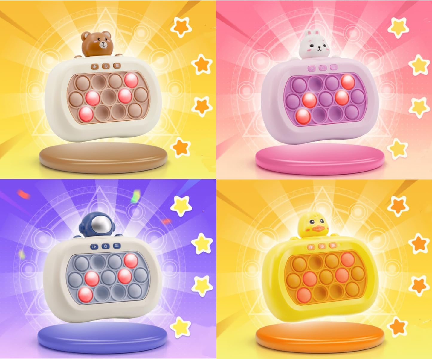 プッシュポップ ゲーム 電動 光る 知育玩具 13キー 4モード 999＋レベル 4歳 5歳 6歳 7歳 小学生 女の子 プレゼント 集中力 おもちゃ ストレス解消 グッズ クリスマスプレゼント 女の子 子供 玩具 ウサギ