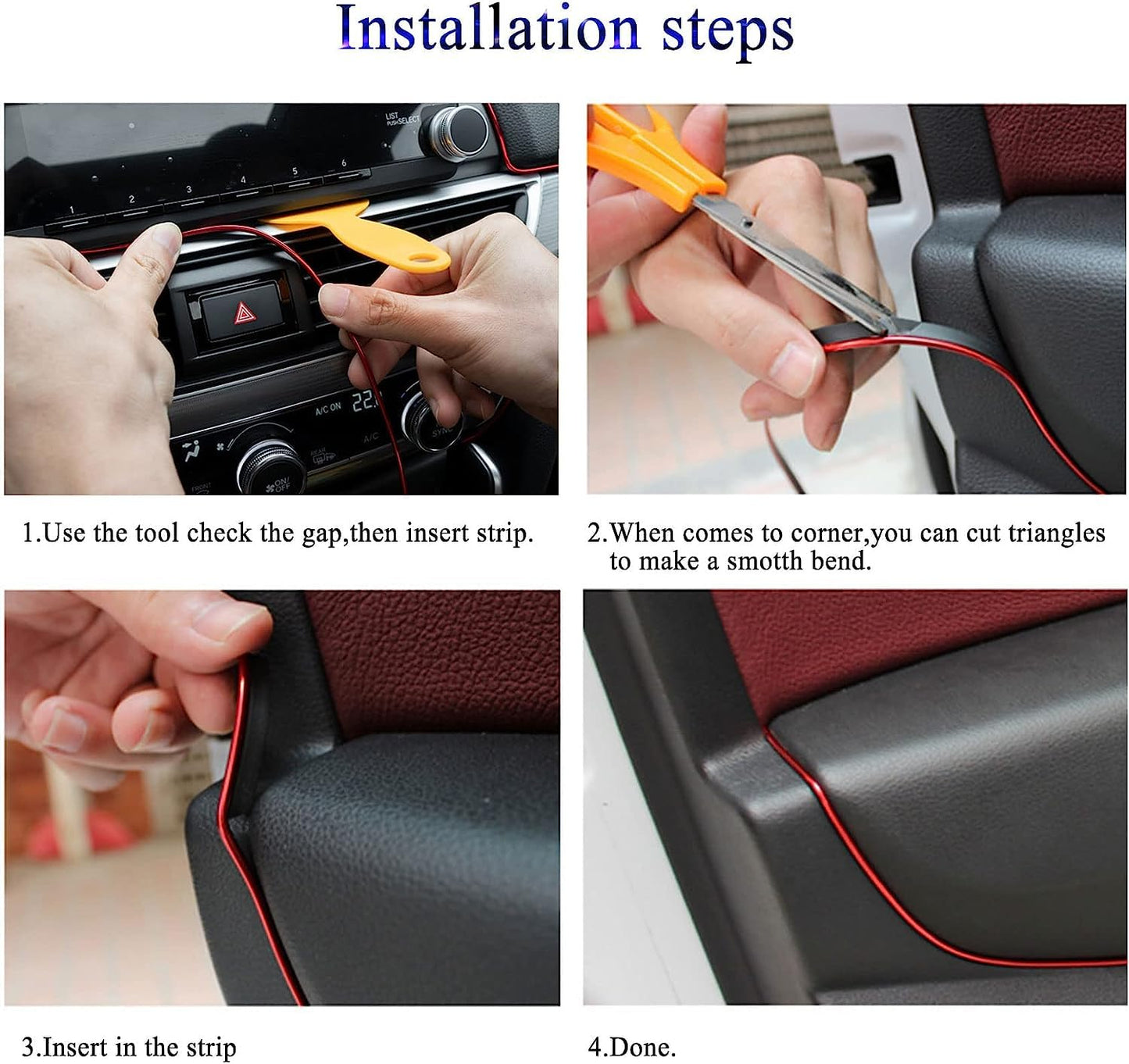 車カラーモール 車インテリアモール 長さ5m 幅2mm メッキタイプ 取付用ヘラ付属 車内インテリア マルチモール キズ防止 カー用品 簡単取付