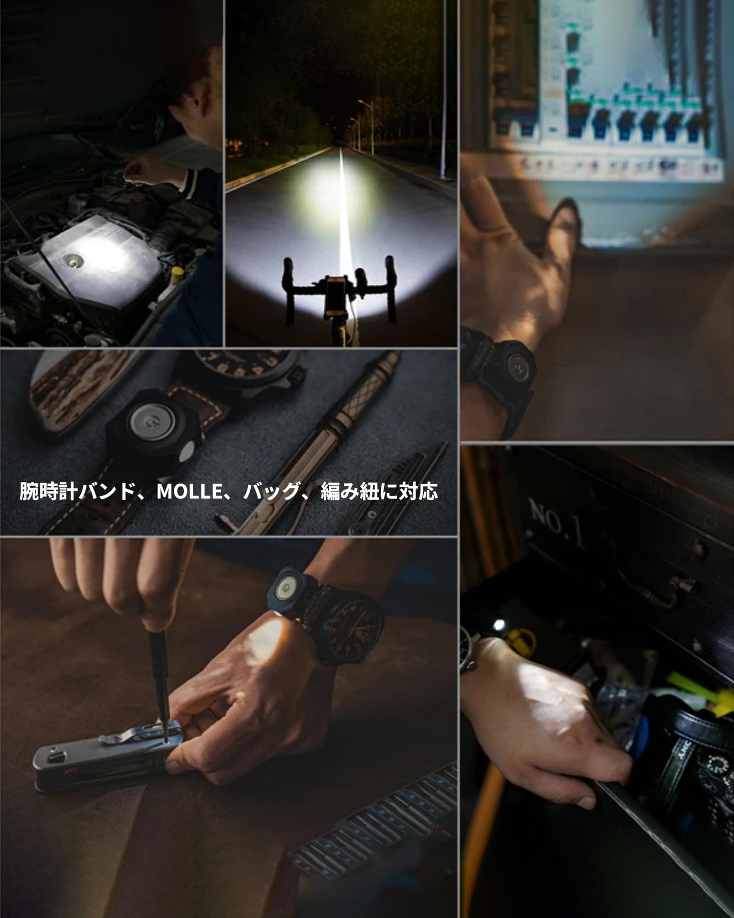 MecArmy CPLU 手首用フラッシュライト、コンパクトなUSB-C充電式EDC LEDライト、最大300ルーメン、誤作動防止ダブルクリック機能、IPX6防水仕様、ランニング・夜間歩行・ハイキングに最適、時計バンド・ストラップシステム対応
