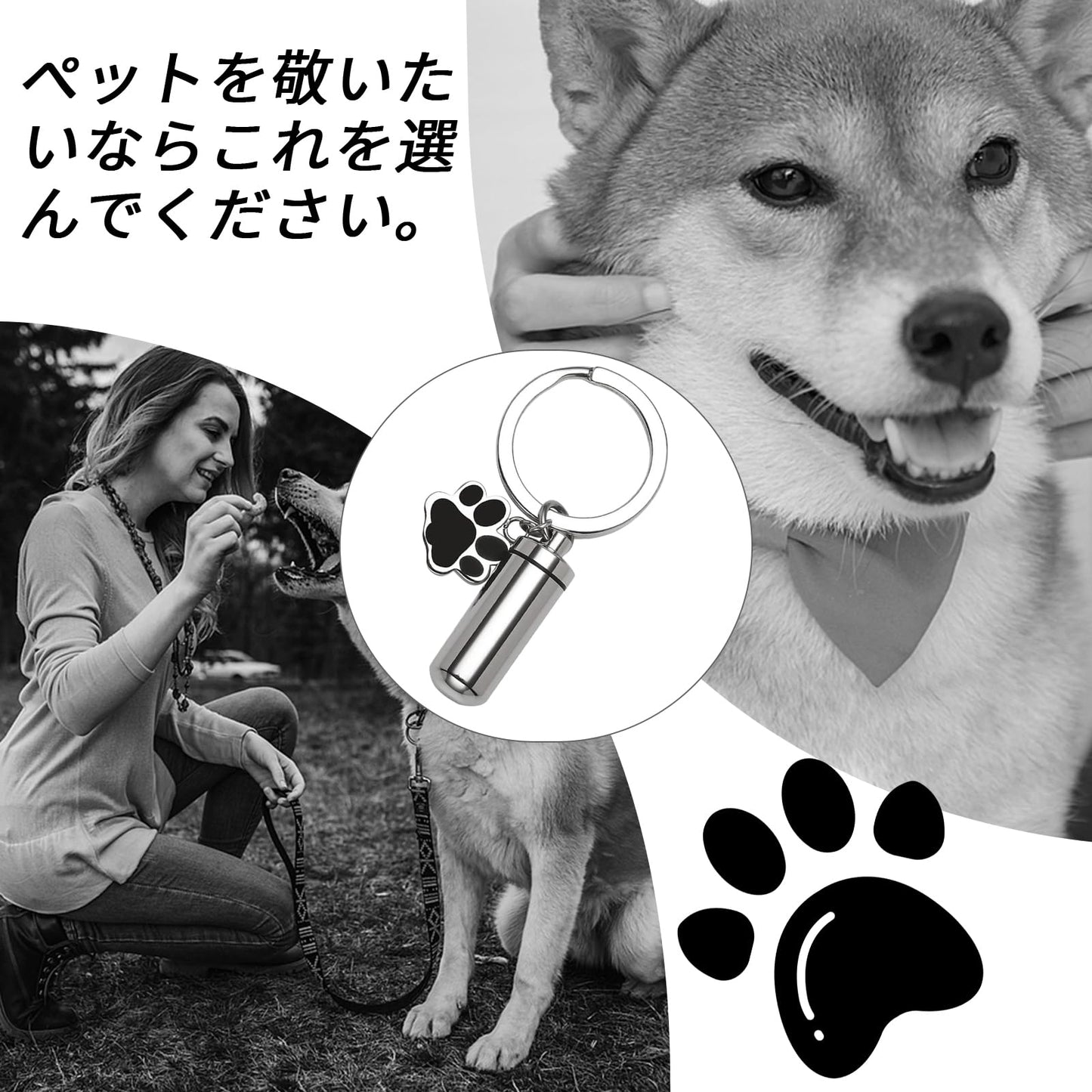 メモリアルペンダント ネックレス 遺骨 ペンダント 足跡デザイン 防水ステンレススチール 犬と猫のメモリアルアクセサリー 遺骨ペンダント ロケット