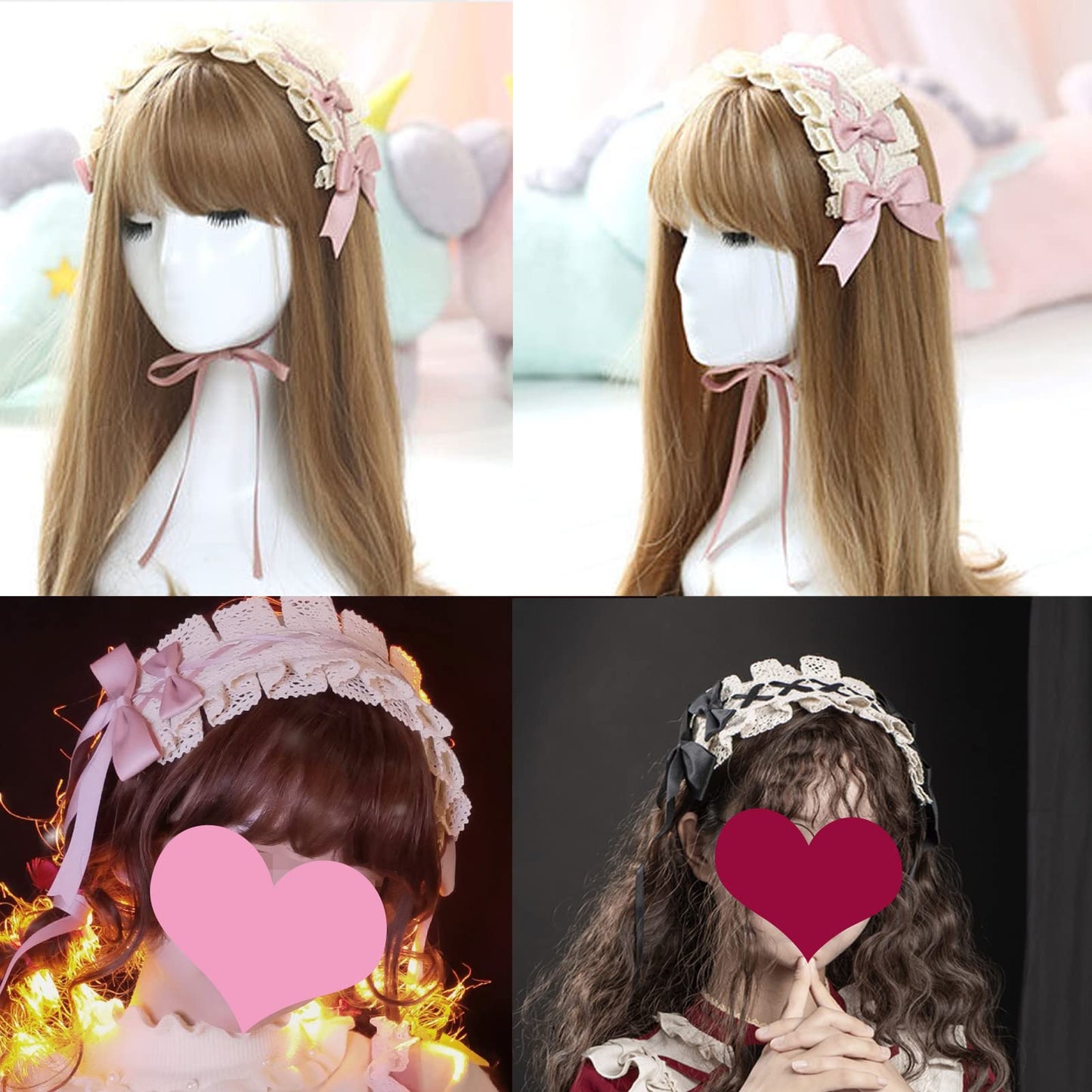 ヘッドドレス ロリータ 髪飾り ゴスロリ ヘアアクセサリー カチューシャ レース リボン 蝶結び かわいい キュート メイドカフェ lolita 多色選択