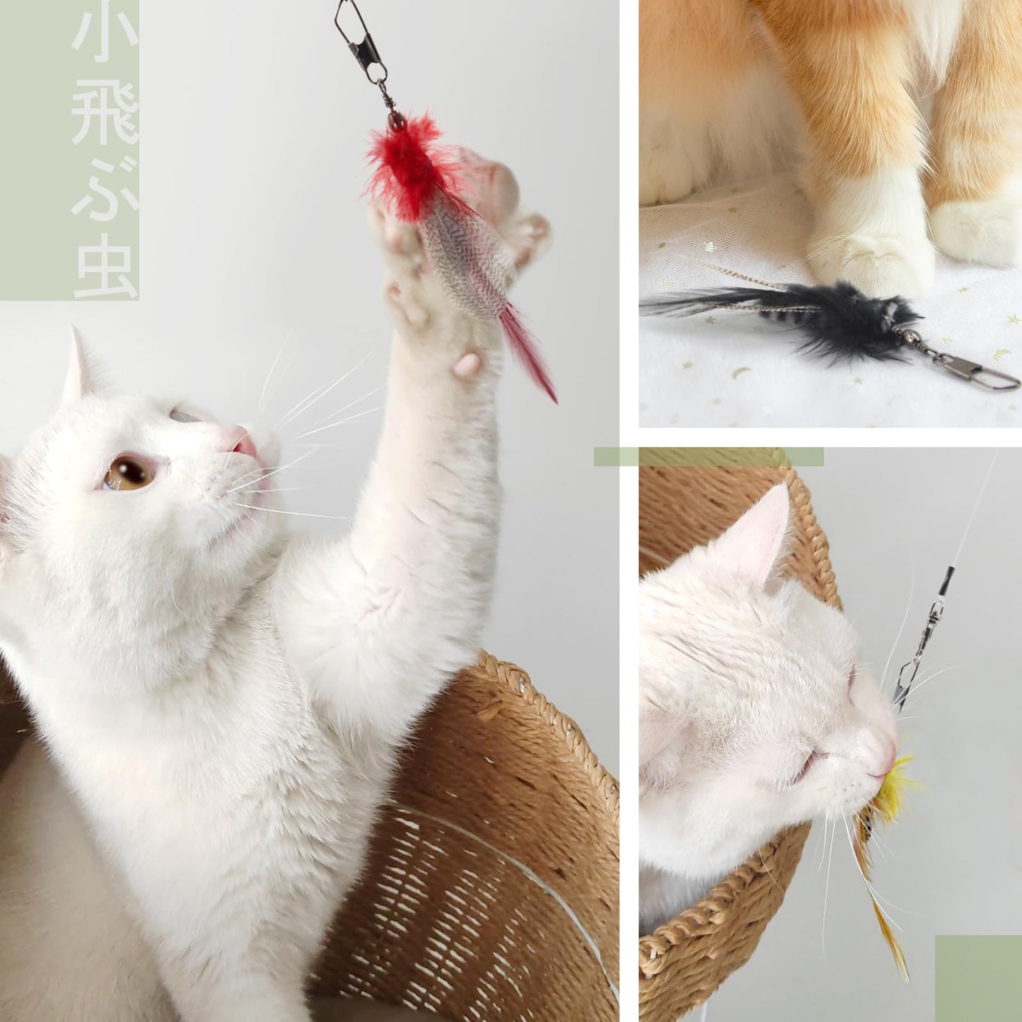 猫 おもちゃ 猫じゃらし ねこ玩具 昆虫 大飛ぶ虫昆虫６個 竿つき