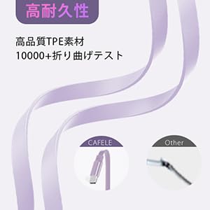 充電ケーブル 巻き取り 3in1 USBマルチケーブル 【一方向】CAFELE片手操作 3A/15W 3台同時給電可能 USB Type C Micro USB高速データ転送（I０S対応のみ）対応充電コード3種類端子（市販上のスマホ全対応）3つの異なる充電ポート