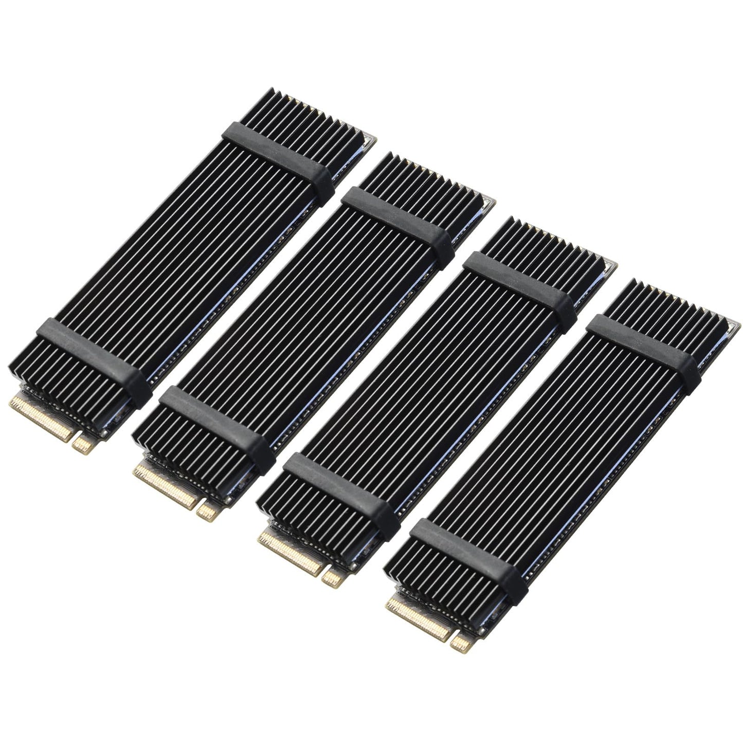 M.2 SSD ヒートシンク 銅 薄型 ヒートシンク 導熱接着シート付き 4個セット 2280 M.2 SSD用 熱暴走対策 冷却ラジエーターフィン NVME SSDクーラー 熱伝導性両面テープ シリコンゴムリング付き 黒 73mm×21mm×1mm