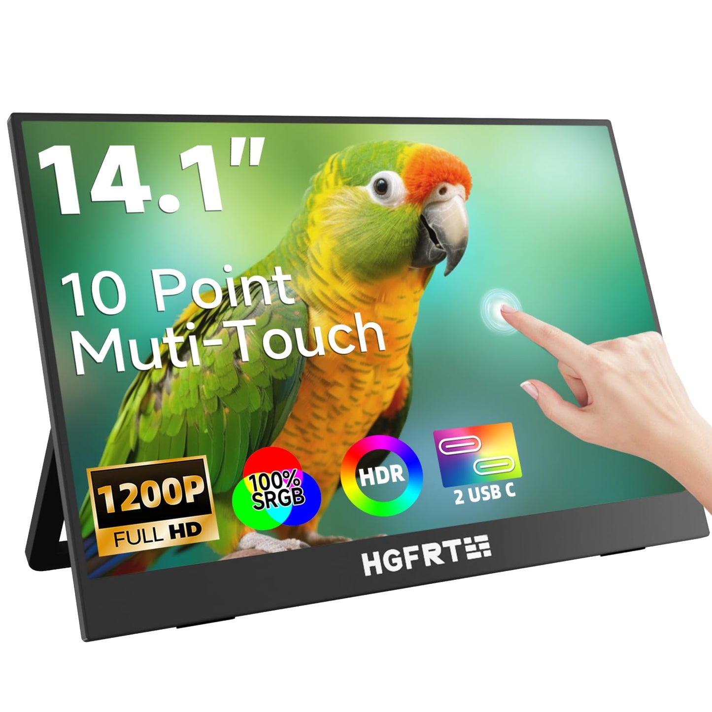 モバイルモニター  タッチパネル モバイルディスプレイ 自立スタンド付き 1920*1200 超薄型 軽量 IPS液晶パネル ゲーミングモニター スイッチ用モニター トラベルモニター 60Hz Tpye-C/mini HDMI スピーカー内蔵 電源アダプターなし PS4/PS5/XBOX/Switch/PC/Mac/XBOXなど対応 在宅ワーク リモートワーク