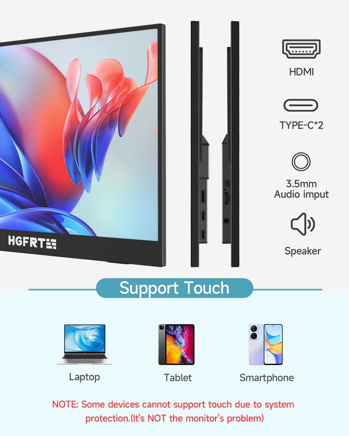 モバイルモニター  タッチパネル モバイルディスプレイ 自立スタンド付き 1920*1200 超薄型 軽量 IPS液晶パネル ゲーミングモニター スイッチ用モニター トラベルモニター 60Hz Tpye-C/mini HDMI スピーカー内蔵 電源アダプターなし PS4/PS5/XBOX/Switch/PC/Mac/XBOXなど対応 在宅ワーク リモートワーク