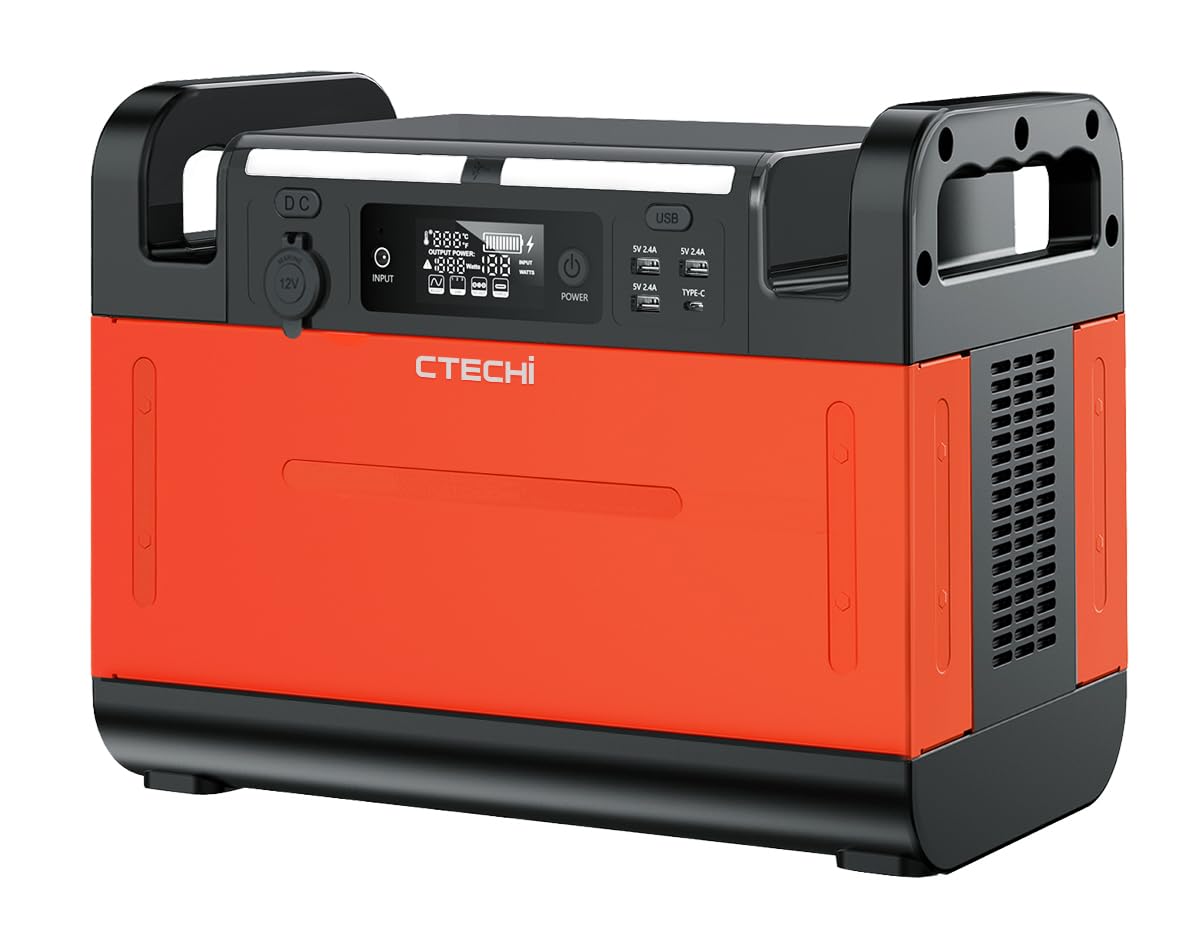 CTECHi ポータブル電源 大容量 1500W リン酸鉄リチウムイオン電池 ポータブルバッテリー 蓄電池 非常用電源 1210Wh/378000mAh パススルー機能付 MPPT制御 9台デバイス同時充電 家庭用 純正弦波 アウトドア キャンプ 車中泊 地震停電対策 防災グッズ LED/SOSライト付き