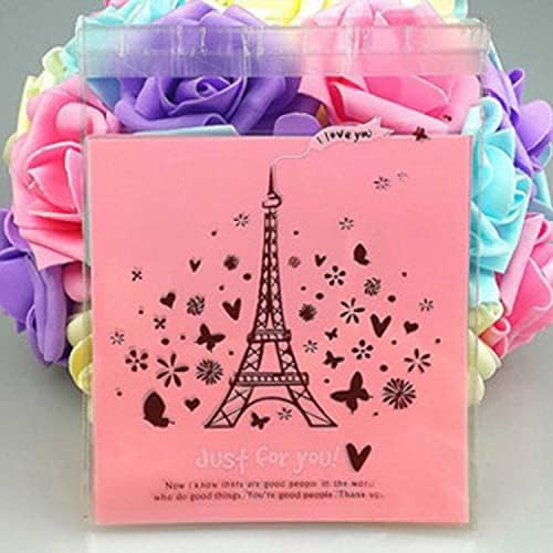 自粘着バッグ 200pcs 小分け袋 10*11+3cm 厚手半透明袋 ギフトバッグ DIY 手作り袋 ジュエリー袋 可愛いお洒落ポーチ ラッピングポーチ アクセサリー収納 小物入れプラスチックバッグ (4カラ-200pcs)