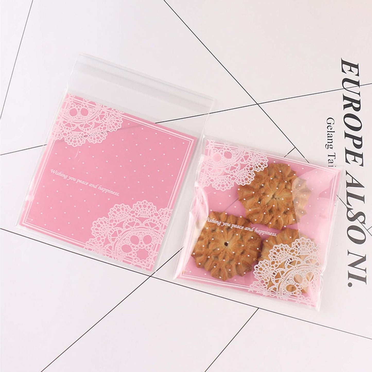 自粘着バッグ 200pcs 小分け袋 10*11+3cm 厚手半透明袋 ギフトバッグ DIY 手作り袋 ジュエリー袋 可愛いお洒落ポーチ ラッピングポーチ アクセサリー収納 小物入れプラスチックバッグ (4カラ-200pcs)