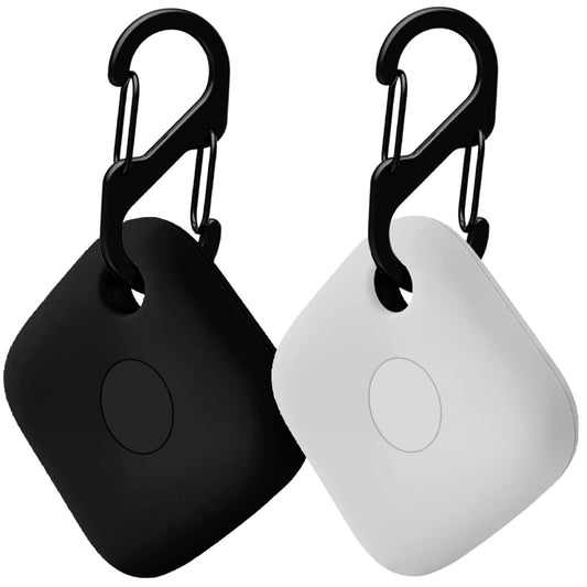 2枚セット】For Anker (ユーフィ) Security SmartTrack Link ケース [ストラップ3種付き] 紛失防止 スマホ/カバン/鍵/荷物/財布/ペット首輪などに (ブラック+ホワイト)