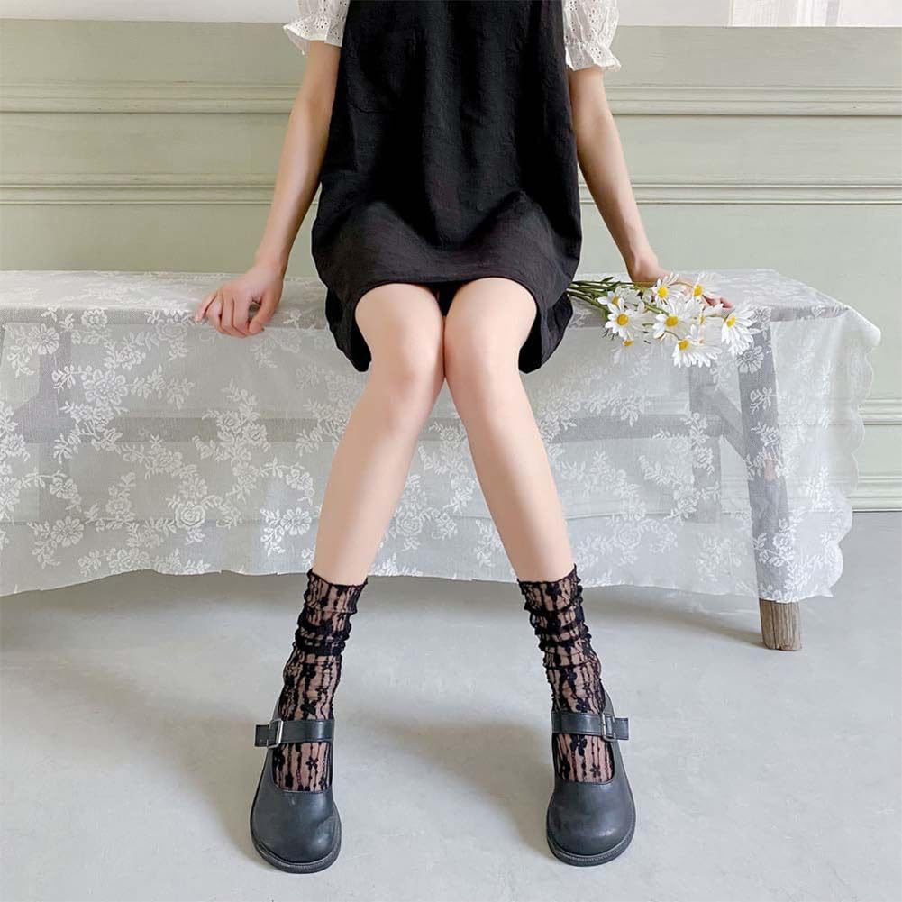 クルーソックス 薄手 ソックス レディース 透ける レース 2足組 かわいい シースルーソックス 靴下 夏 女性 透ける 通気 お出かけ 普段使い