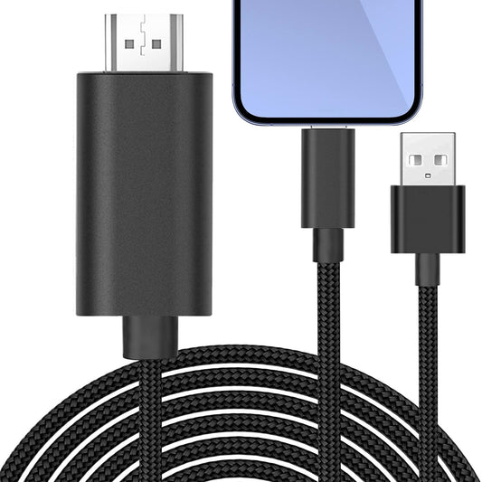 HDMI変換ケーブル 3M 【電源不要】 AV交換アダプタ Phone/Padの画面をテレビに映す 1080P大画面 設定不要 差し込むだけ 画面ミラーリング AV/TV視聴 娯楽/仕事/オフィス/ホーム兼用 Phone/Pad対応