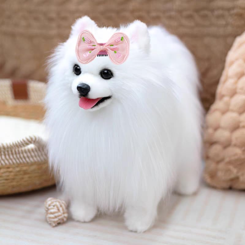 ペットヘアピン 小型犬用ヘアピン ペットヘアクリップ 猫犬用ヘアピン ヘアアクセサリー ペット髪飾り 髪留め 髪束ね ポリエステル素材 かわいい おしゃれ 6個入り (3.2cm-5)