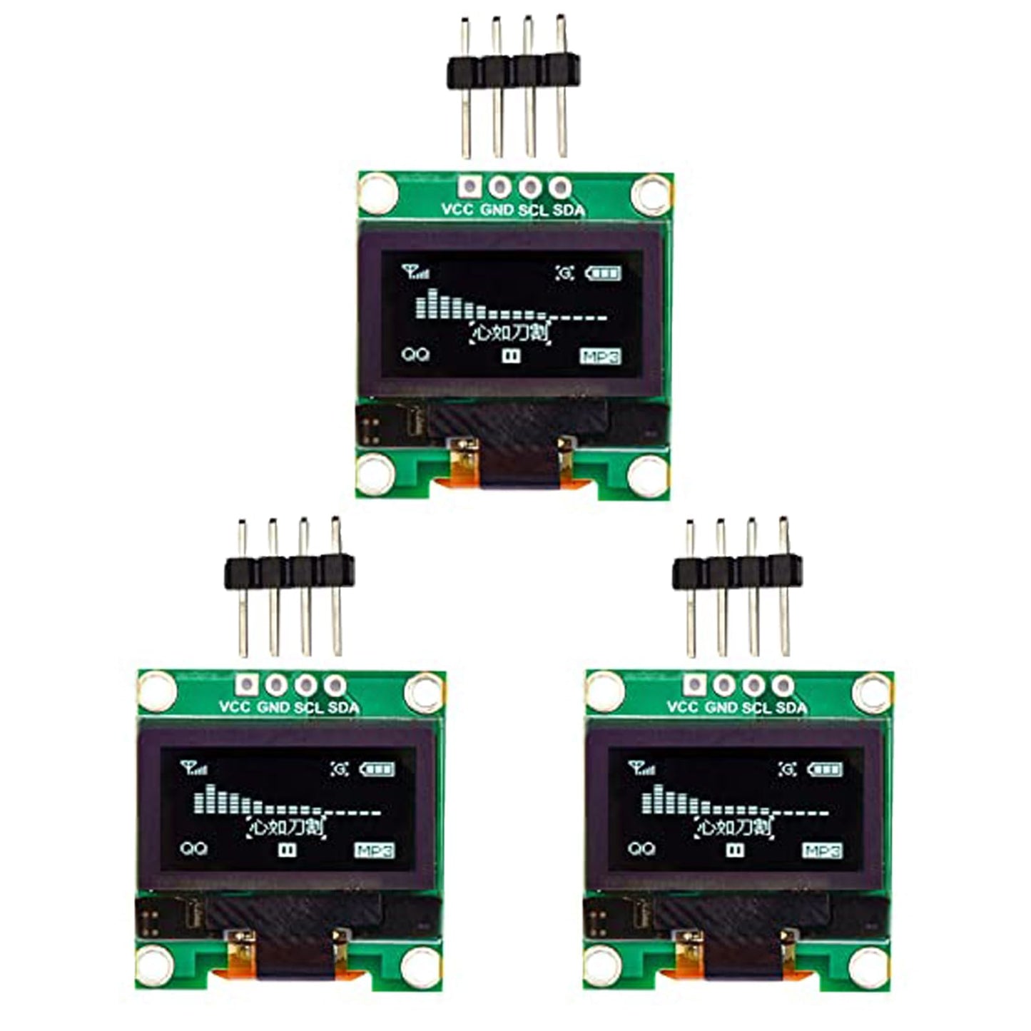 3 個 0.96 OLED i2c インチ有機モジュール IIC/I2Cインターフェース LCD SSD1307ドライバー 128X64解像度ホワイトディスプレイ，適用インターフェース VCC, GND, SCL, SDA
