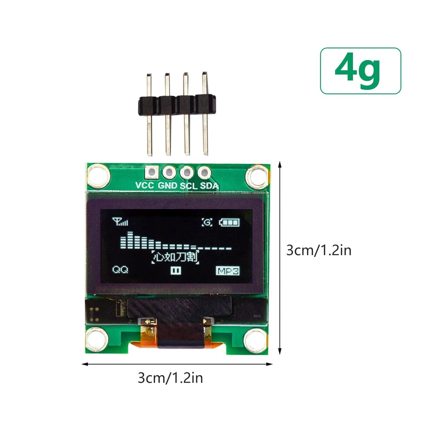 3 個 0.96 OLED i2c インチ有機モジュール IIC/I2Cインターフェース LCD SSD1307ドライバー 128X64解像度ホワイトディスプレイ，適用インターフェース VCC, GND, SCL, SDA
