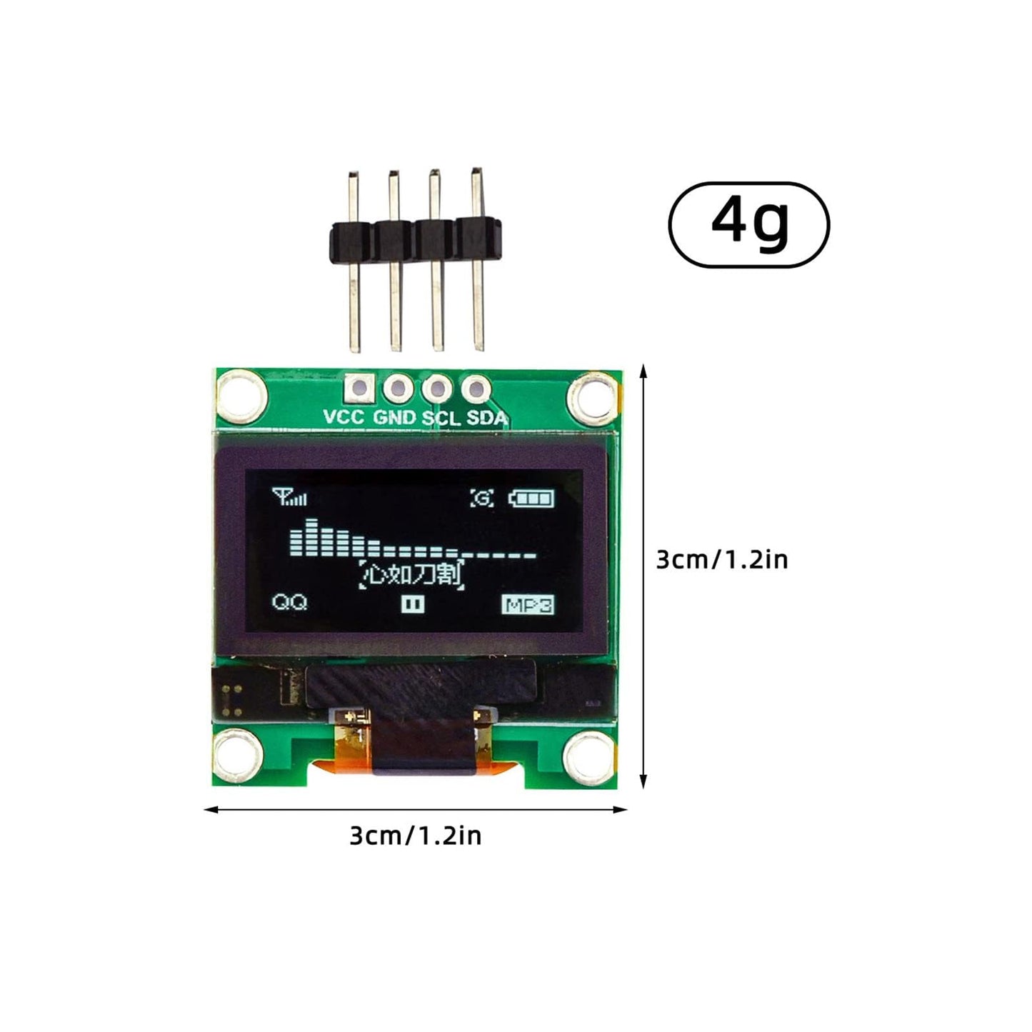 3 個 0.96 OLED i2c インチ有機モジュール IIC/I2Cインターフェース LCD SSD1307ドライバー 128X64解像度ホワイトディスプレイ，適用インターフェース VCC, GND, SCL, SDA