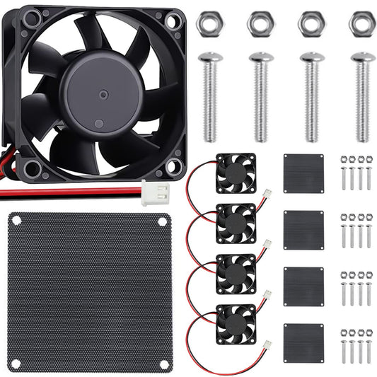 ブラシレス冷却ファン 40mm x 10mm DC 5V 4010高性能PCファン 、デュアルボールベアリング、低ノイズ - 5パック、メッシュカバーとネジ付き