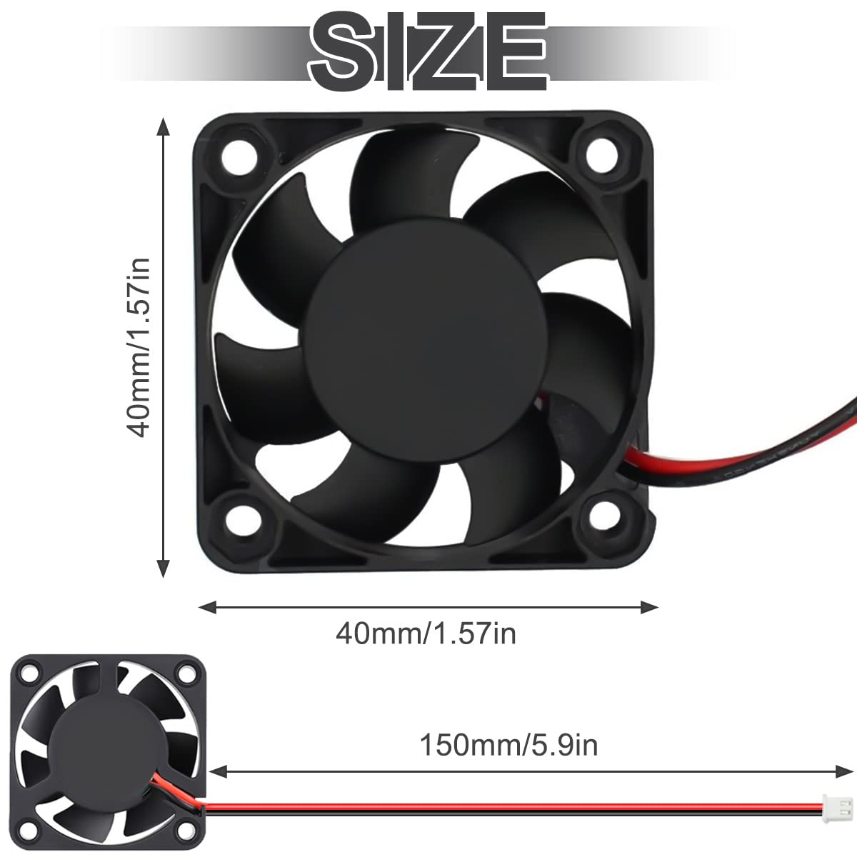 ブラシレス冷却ファン 40mm x 10mm DC 5V 4010高性能PCファン 、デュアルボールベアリング、低ノイズ - 5パック、メッシュカバーとネジ付き