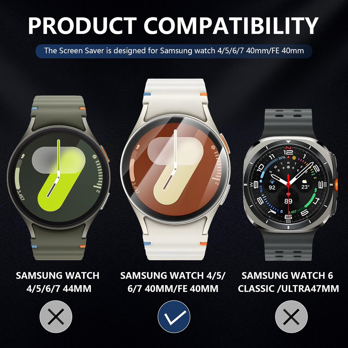 【4枚入り】for Samsung Galaxy Watch 7/6/5/4 40mm ガラス フィルム 9H高硬度保護 貼り直し可 Galaxy Watch 7/6/5/4 40mm 保護フィルム 気泡防止 飛散防止 高清 耐指紋 ギャラクシーウォッチ 7/6/5/4 40mm フィルム