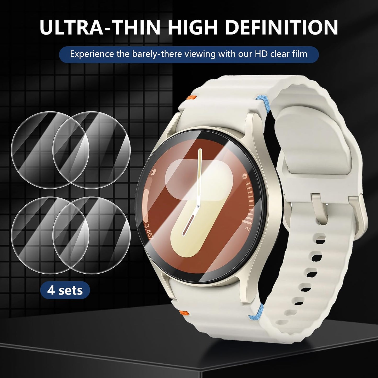 【4枚入り】for Samsung Galaxy Watch 7/6/5/4 40mm ガラス フィルム 9H高硬度保護 貼り直し可 Galaxy Watch 7/6/5/4 40mm 保護フィルム 気泡防止 飛散防止 高清 耐指紋 ギャラクシーウォッチ 7/6/5/4 40mm フィルム