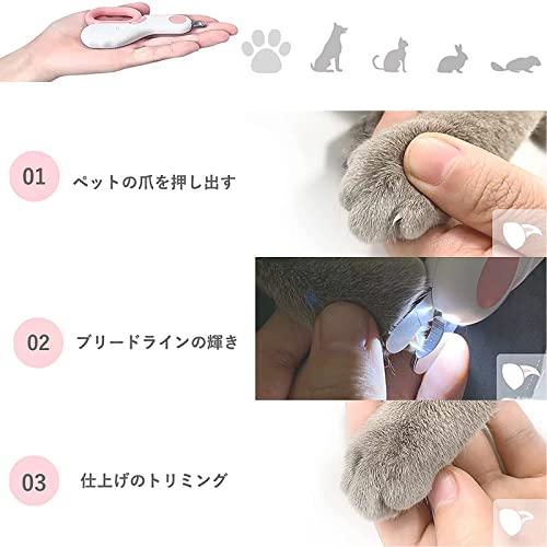ペット爪切り ペット 高輝度LEDライト付き ペット用  割れ爪 巻き爪 ステンレス製 使いやすい 簡単 ストレスなくスパッと 爪切り