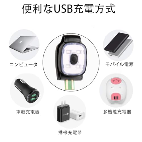 ランニングライト LEDクリップライト USB 充電式 3種類の照明モード 夜間照明 発光 軽量 ランニングウォーキングライト ジョギング キャンプ 犬の散歩に
