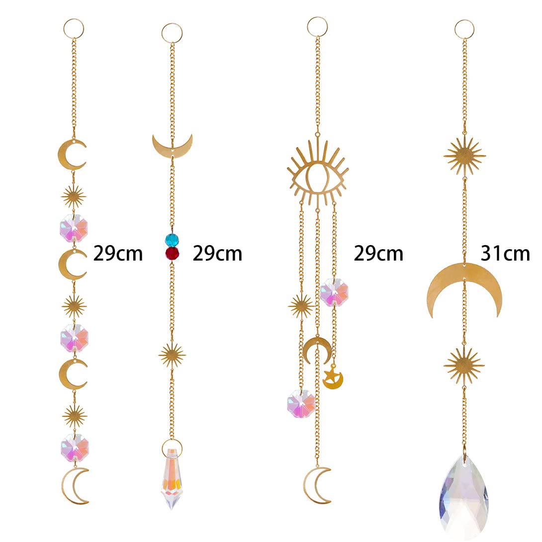 サンキャッチャー ペンダント 4つセット ソーラーキャッチャー 虹 発生 グッズ クリスタル 水晶 風水物 水晶ペンダント ウィンドウ吊り飾り 装飾品 ぶら下げ ホーム 飾り 窓辺デコレーション 光の贈り物 ヒーリング 光アイテム 窓飾り ギフト