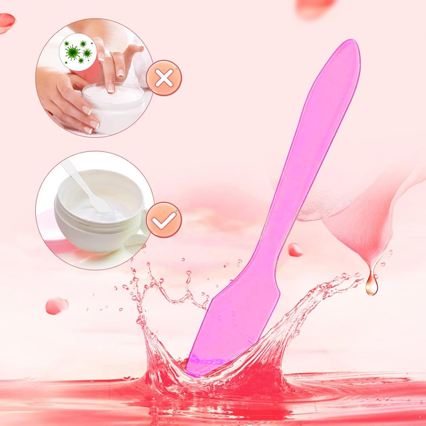 使い捨て スパチュラ【50本セット 】化粧品用 クリーム スパチュラスパチュラ DIY 化粧品 フェイスマスク クリームなどををすくい取る 化粧品スプーン スキンケア   旅行用品 スパチュラ 50個 ピンク、パープル、透明