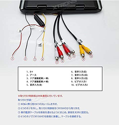 （CM156HD）XTRONS 最新 15.6インチ 大画面 フリップダウンモニター 1920x1080 解像度 超薄 軽 HDMI対応 1080Pビデオ対応 外部入力 ドア連動 水平開閉180度 USB・SD